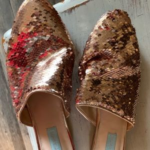 Betsey Johnson Rose Gold Mules